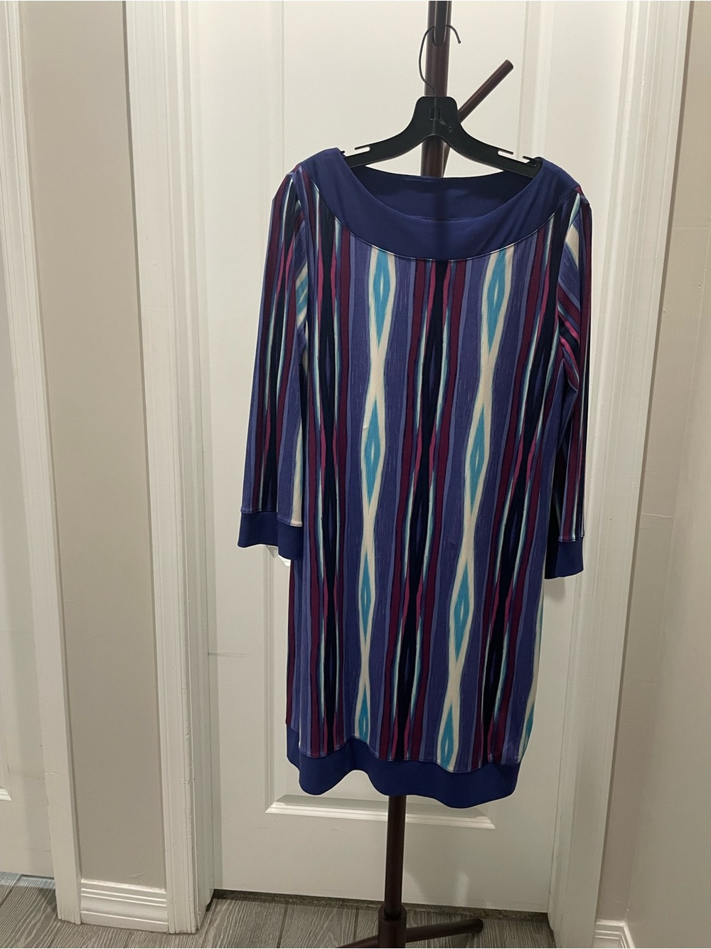Rafaella Blue and Purple Striped Midi Shift Dress